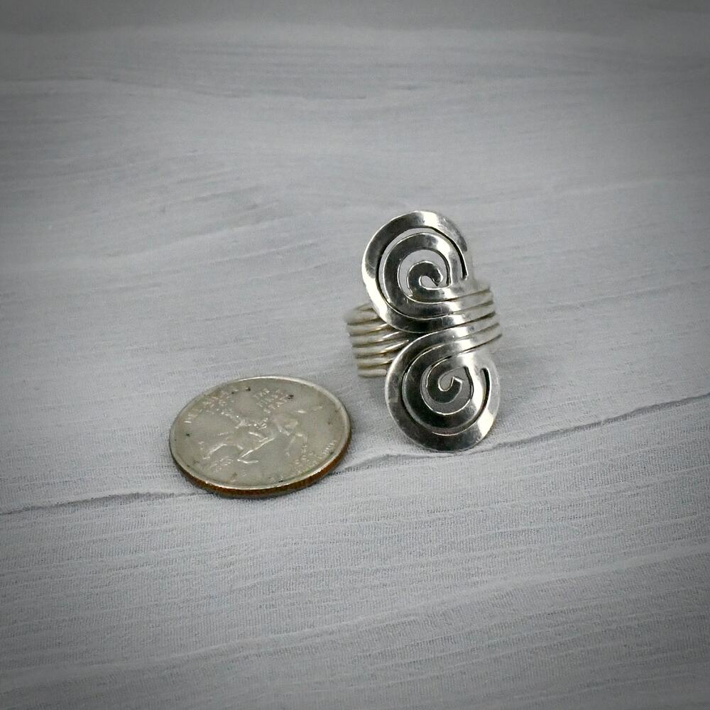 Vintage ATI Mexico 925 Sterling Silver Ring Modernist Swirl Size 6 9.4g - Picture 10 of 11